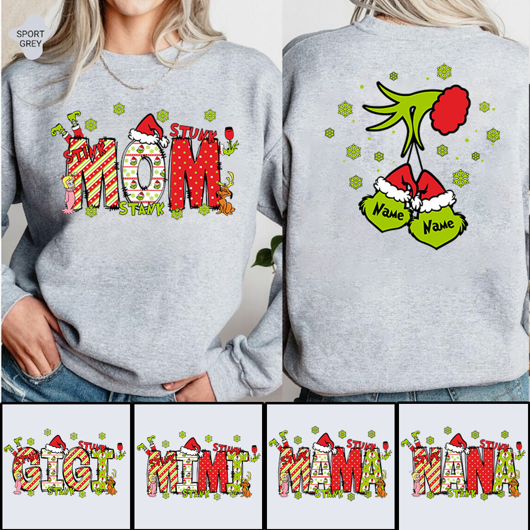 Personalized Nickname Grandma, Mom And Kids Names Christmas 2024 Sweatshirt