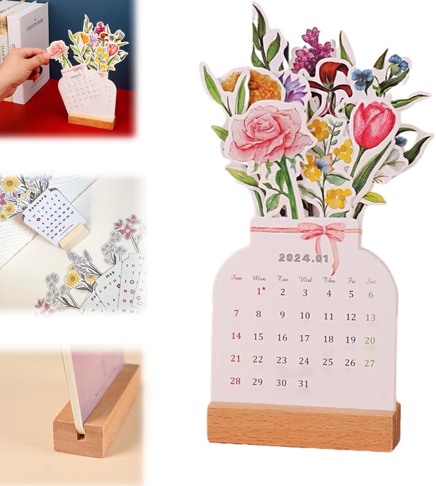 2024 Bloomy Flowers Desk Calendar - Oneonlycustom