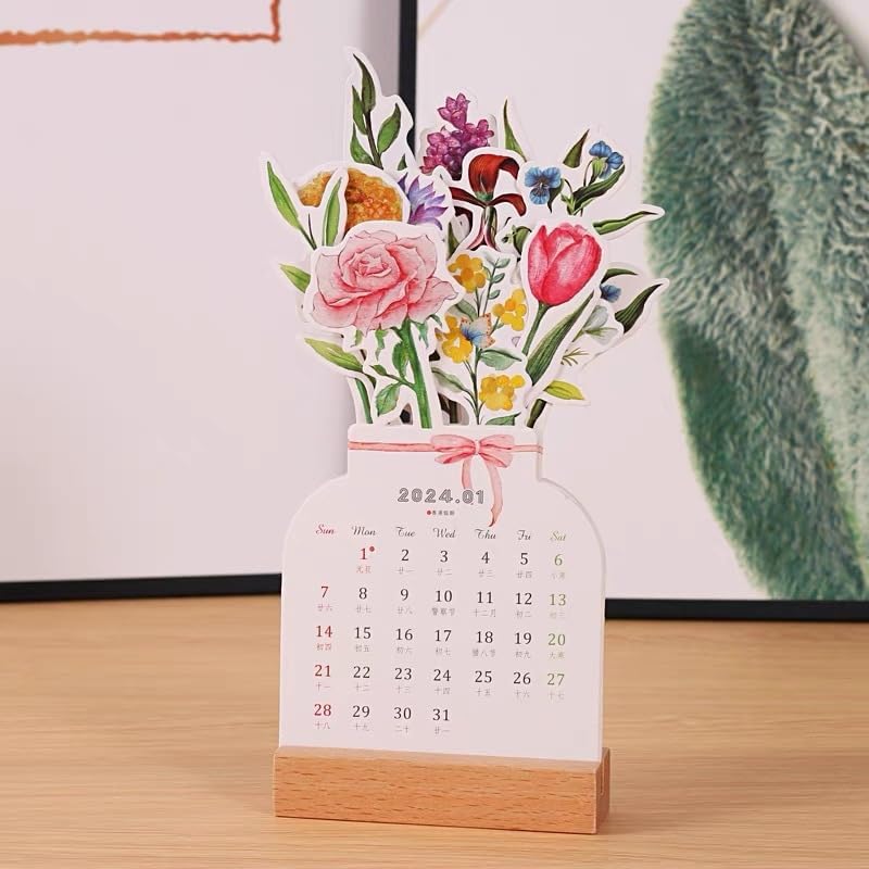 2024 Bloomy Flowers Desk Calendar - Oneonlycustom