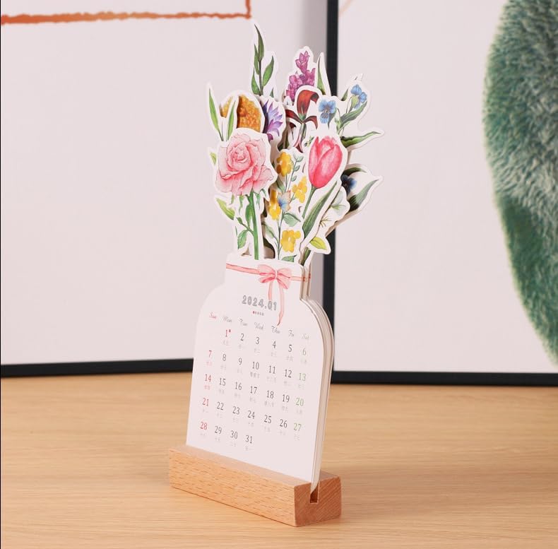 2024 Bloomy Flowers Desk Calendar - Oneonlycustom