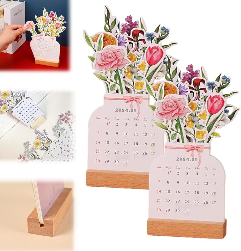 2024 Bloomy Flowers Desk Calendar - Oneonlycustom