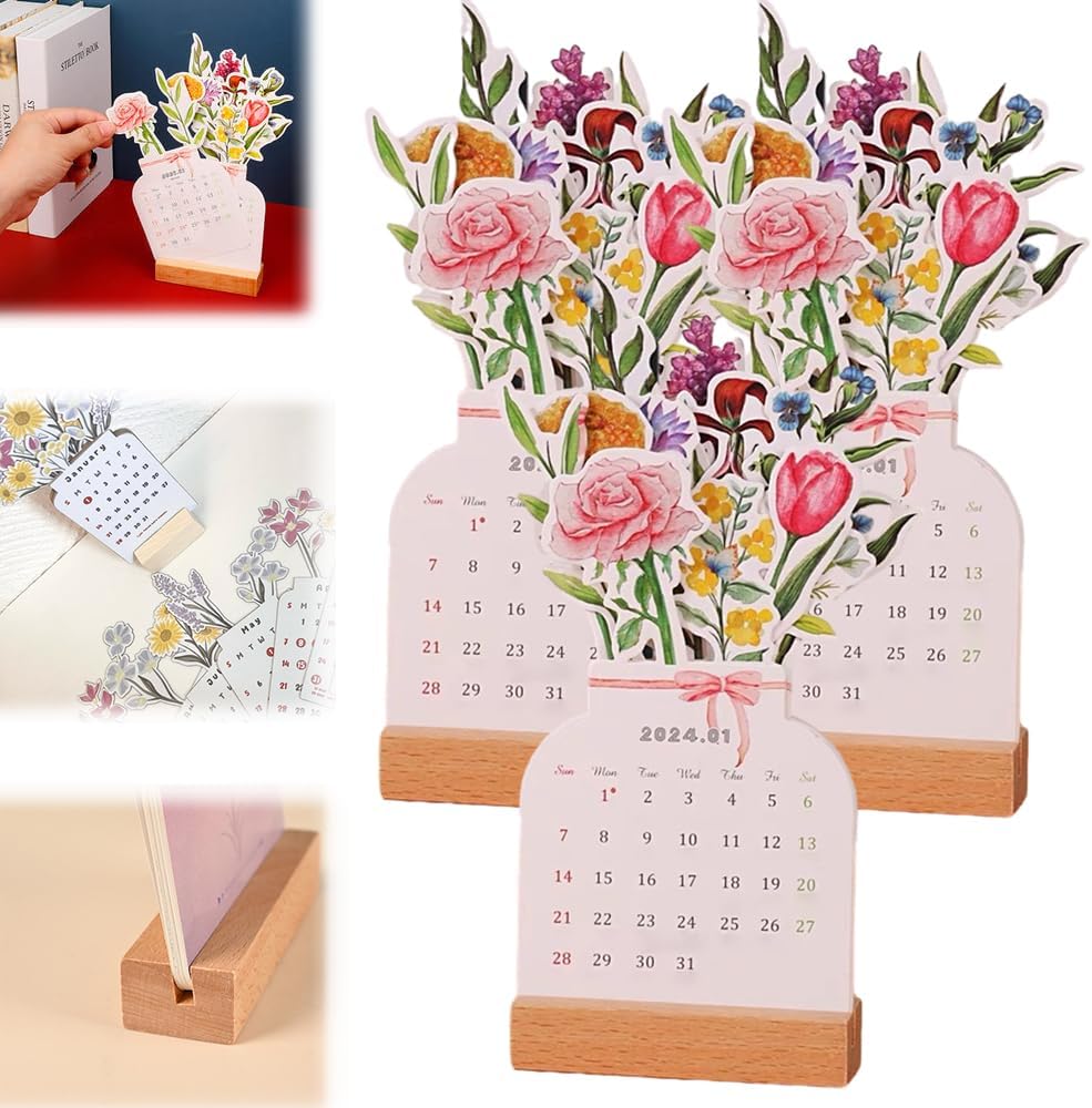 2024 Bloomy Flowers Desk Calendar - Oneonlycustom