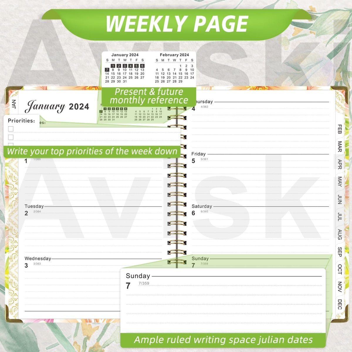 2024 Planner, Weekly & Monthly Planner Home or Office Use for Gifts - Oneonlycustom