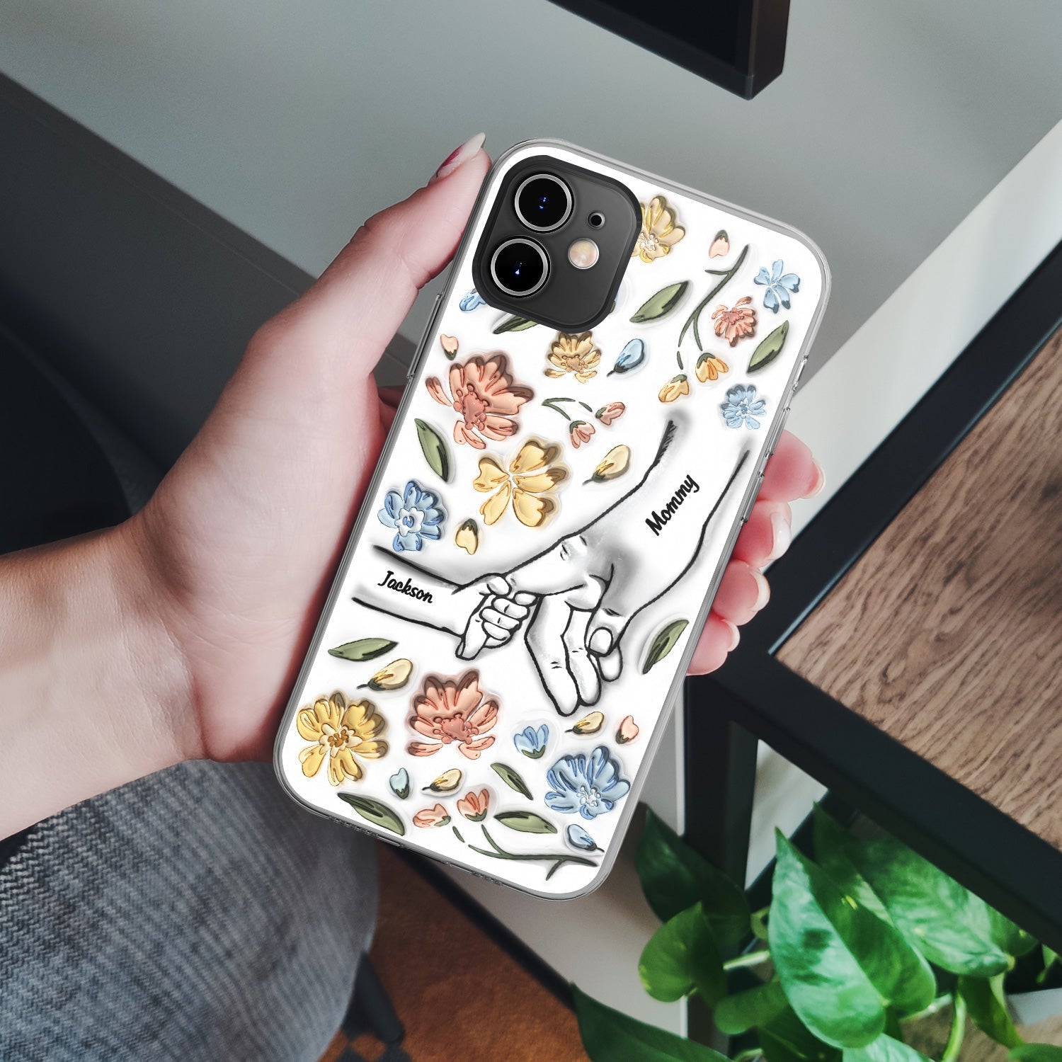 3D Inflated Effect Printed Personalized Clear Phone Case - Oneonlycustom