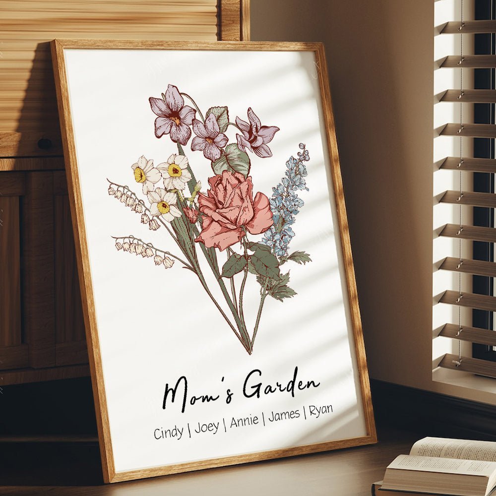 50%OFF Personalized Birth Flower Family Bouquet/Names Frame - Oneonlycustom