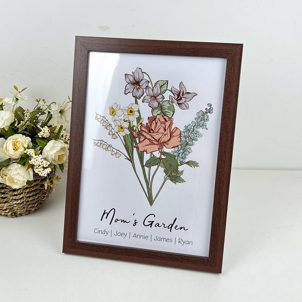 50%OFF Personalized Birth Flower Family Bouquet/Names Frame - Oneonlycustom