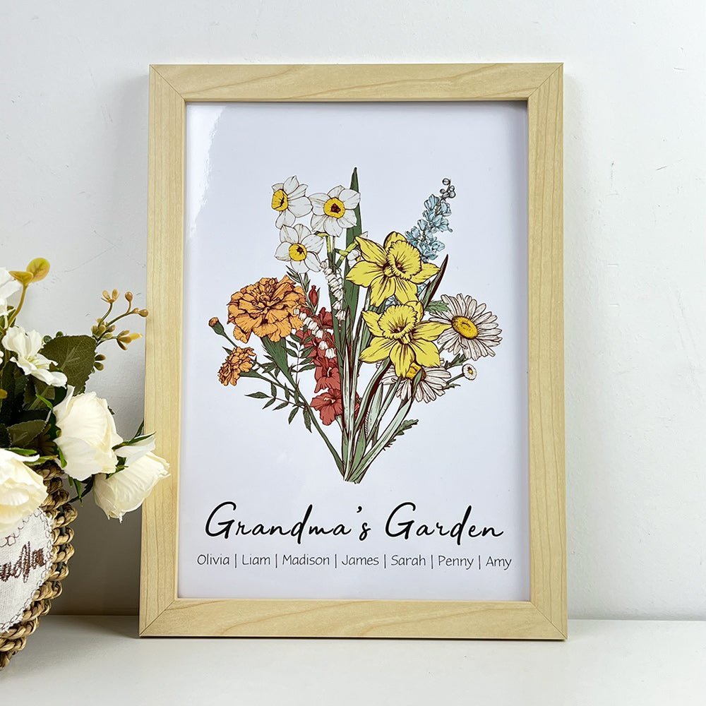 50%OFF Personalized Birth Flower Family Bouquet/Names Frame - Oneonlycustom