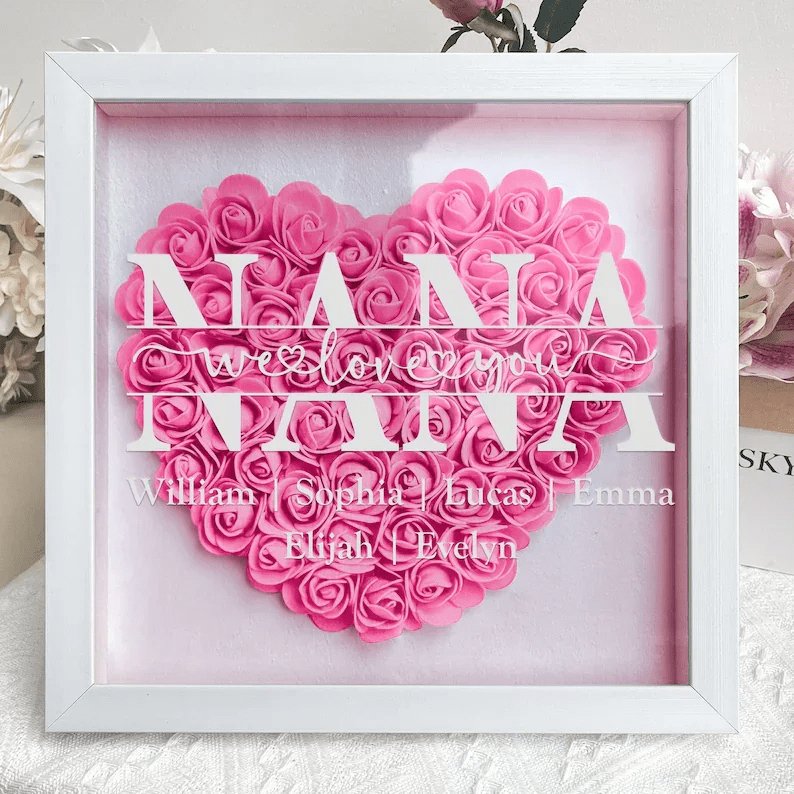 50%OFF⭐️Mom Heart Shaped Monogram Flower Shadow Box(Mother's Day gift) - Oneonlycustom