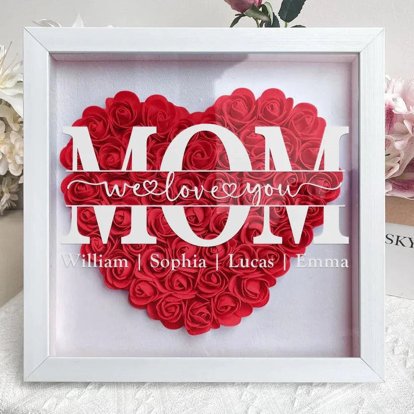 50%OFF⭐️Mom Heart Shaped Monogram Flower Shadow Box(Mother's Day gift) - Oneonlycustom