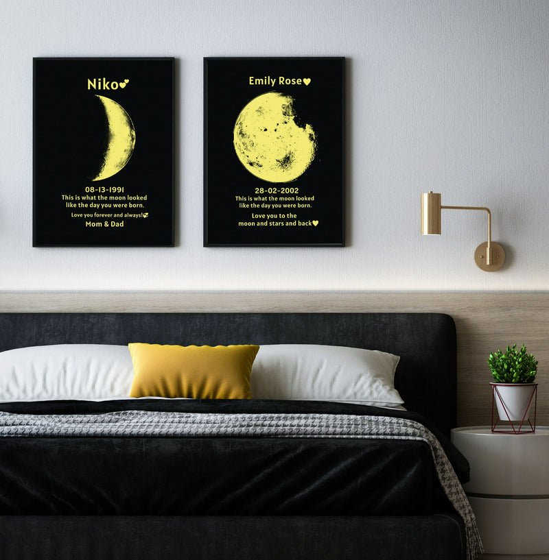 Custom Art Frame/ REAL MOON PHASE - For Mother's Day Gift - Oneonlycustom