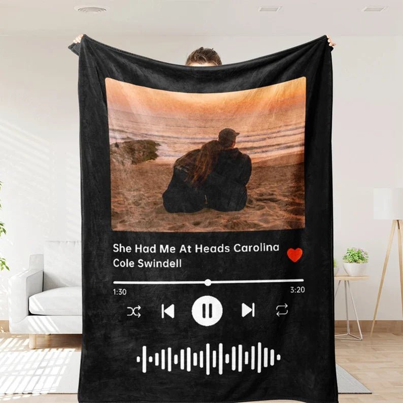 Custom Music and Photo Starlight Blanket - Oneonlycustom