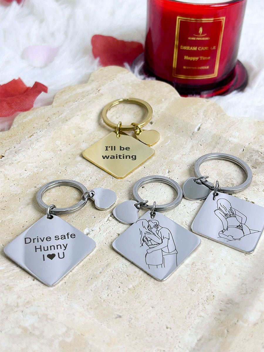 Custom Outlined Photo Spicy Keychain Valentines Day Gift - Oneonlycustom