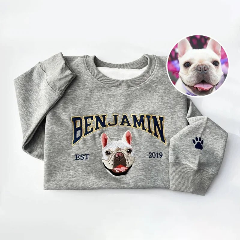 Custom Pet Portrait Embroidered Sweatshirt - Oneonlycustom