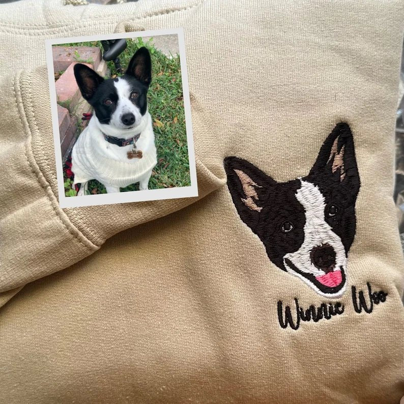 Custom Pet Portrait Embroidered Sweatshirt - Oneonlycustom