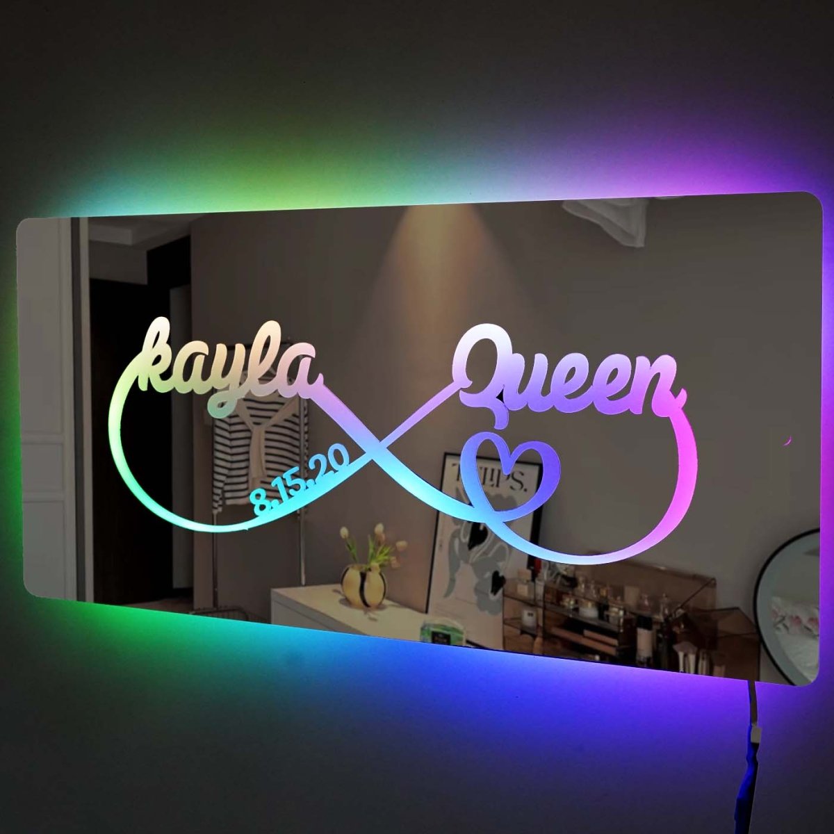 Hot Sale Personalized Name Infinity Sign Light Up Mirror【BUY 2 GET FREE SHIPPING】 - Oneonlycustom