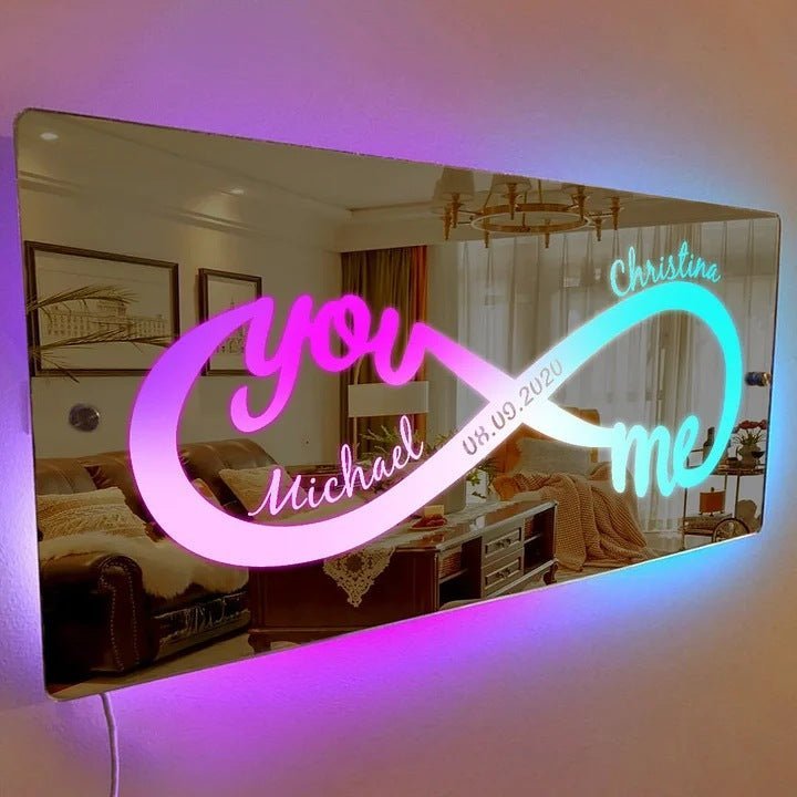 Hot Sale Personalized Name Infinity Sign Light Up Mirror【BUY 2 GET FREE SHIPPING】 - Oneonlycustom