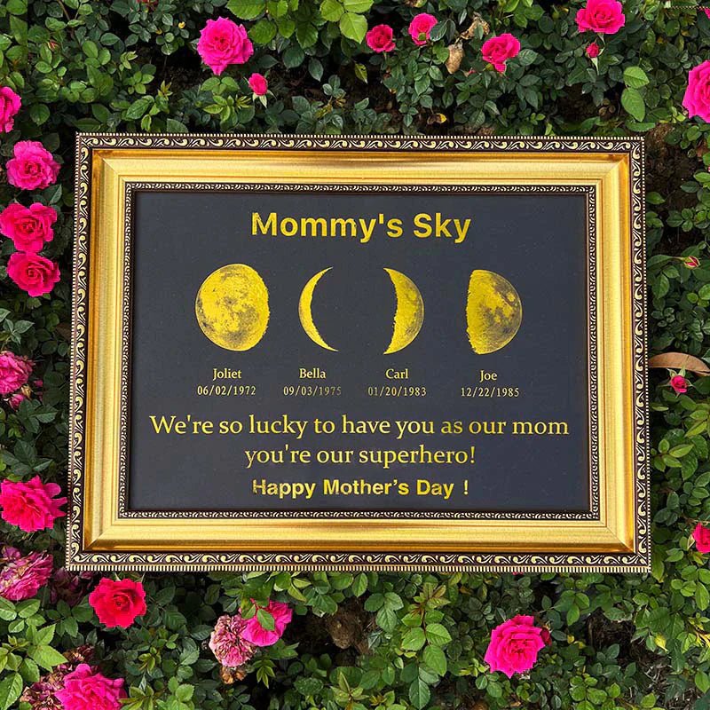 Mother's Universe: Personalized Moon Phase Art Ornaments - Oneonlycustom