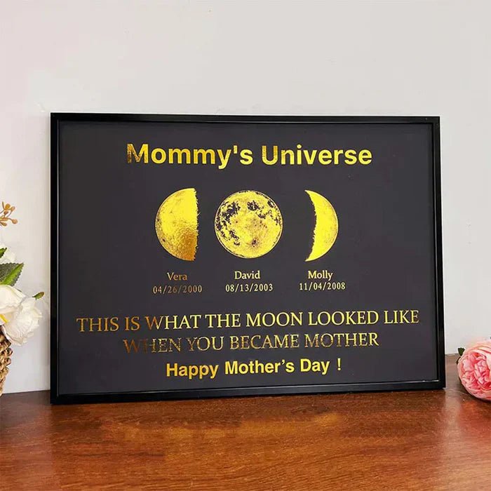 Mother's Universe: Personalized Moon Phase Art Ornaments - Oneonlycustom