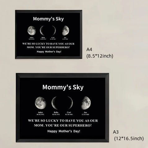 Mother's Universe: Personalized Moon Phase Art Ornaments - Oneonlycustom