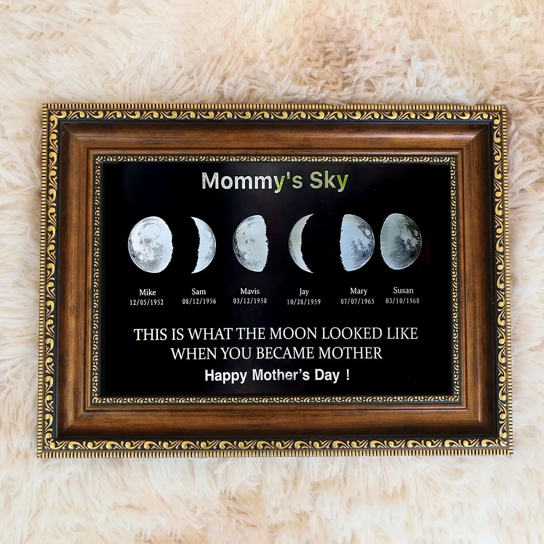 Mother's Universe: Personalized Moon Phase Art Ornaments - Oneonlycustom