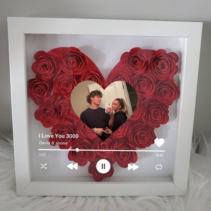 Mylovecustom™ Custom Heart Flower Shadow Box with Photo - Oneonlycustom