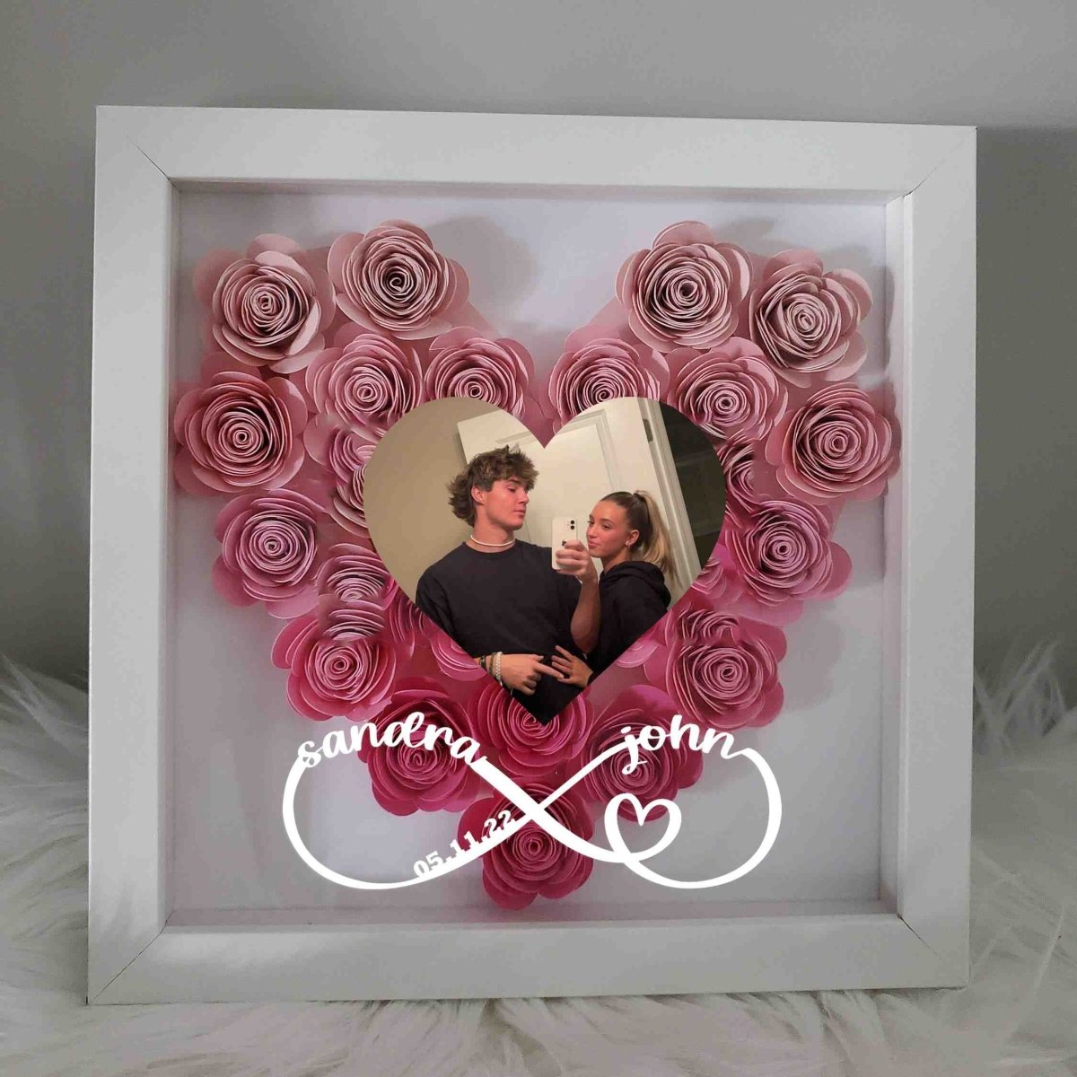 Mylovecustom™ Custom Heart Flower Shadow Box with Photo - Oneonlycustom