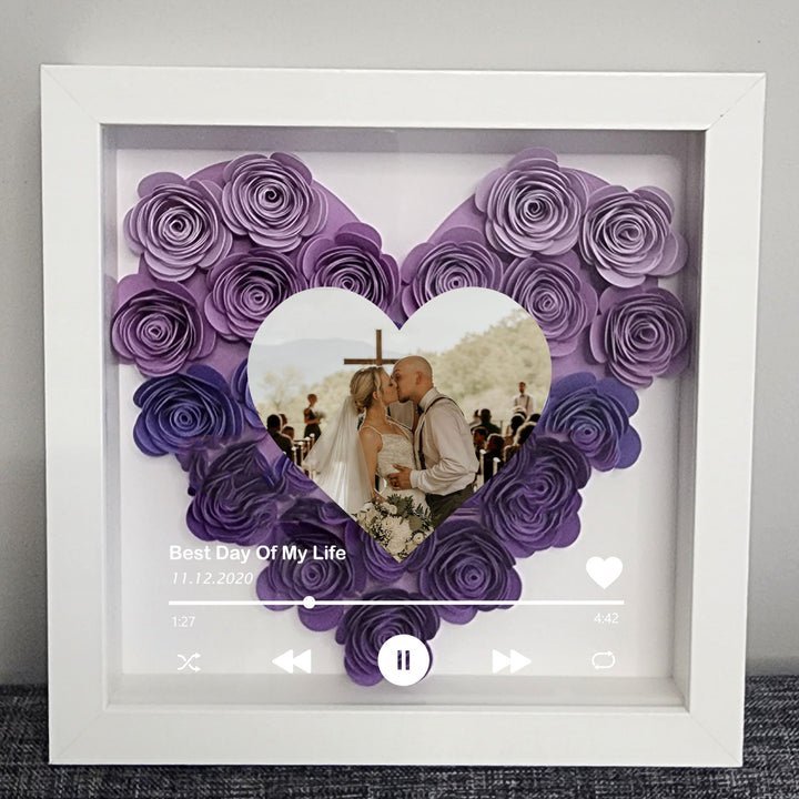 Mylovecustom™ Custom Heart Flower Shadow Box with Photo - Oneonlycustom