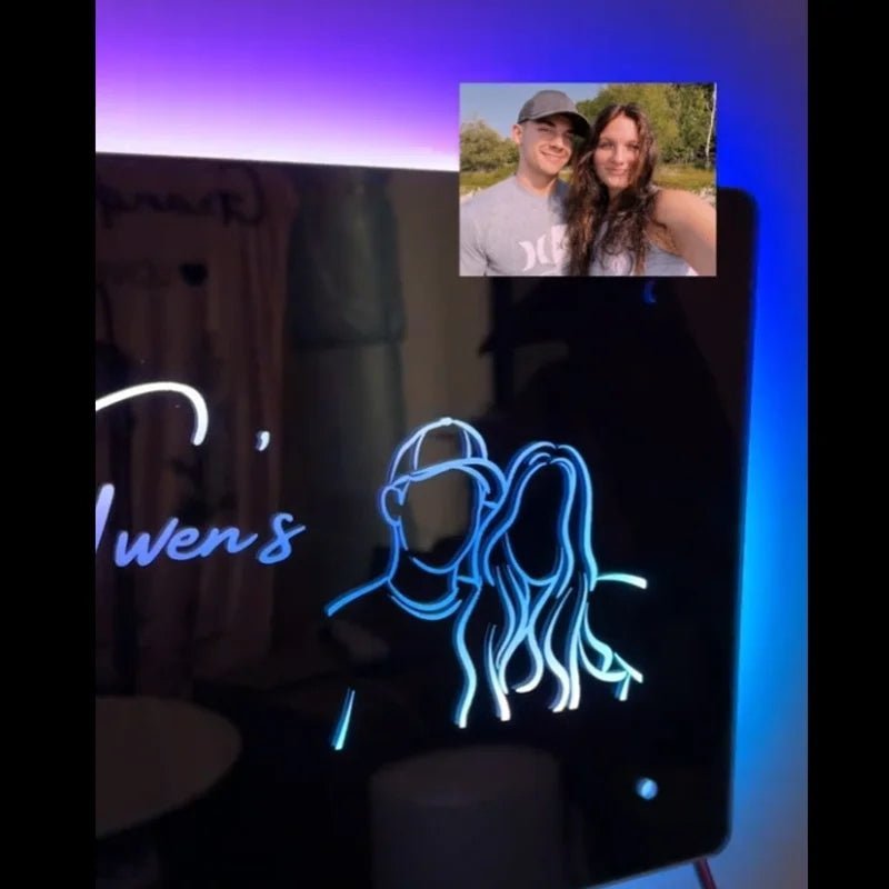 Mylovecustom™ Personalised Outline Photo Mirror - Light Up Mirror - Oneonlycustom