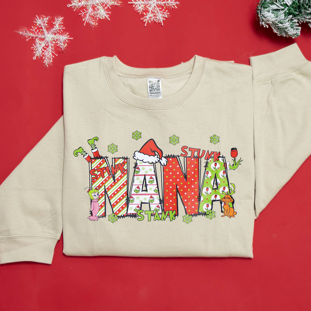 Personalized Nickname Grandma, Mom And Kids Names Christmas 2024 Sweatshirt