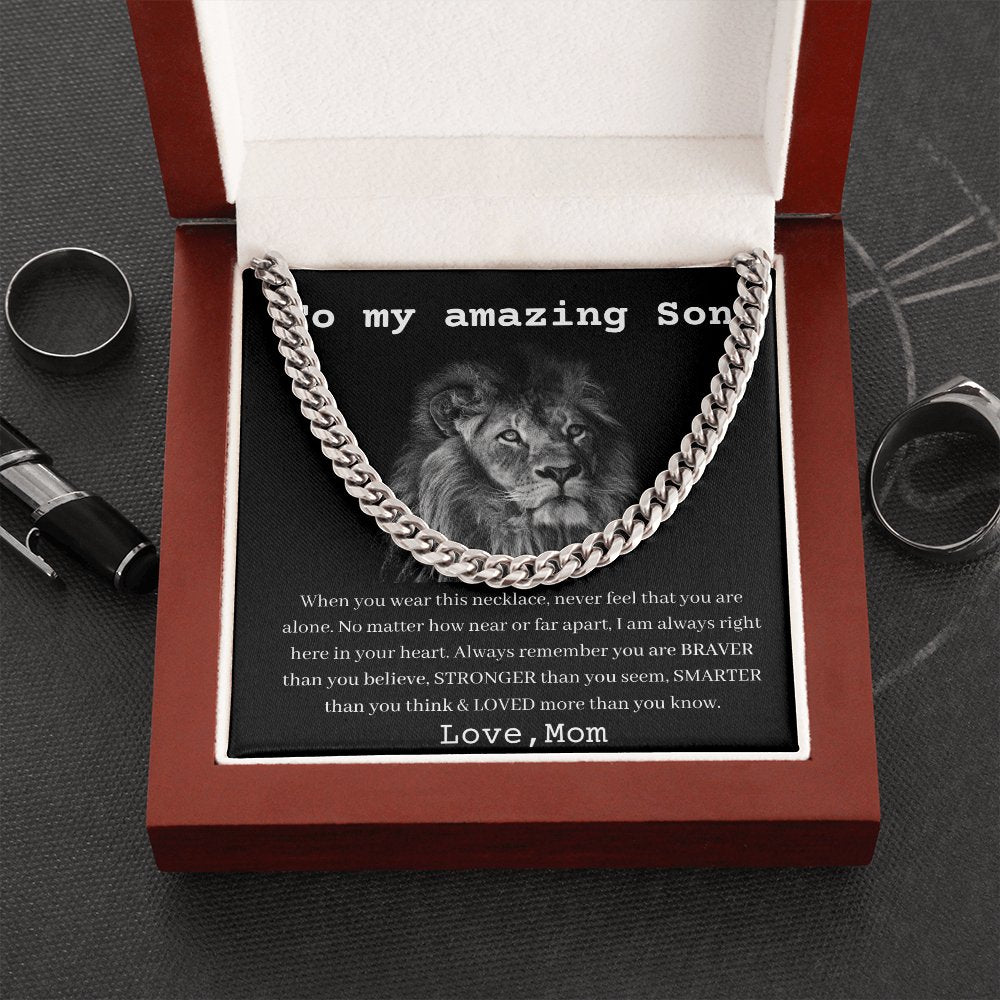 To My Amazing Son - Love Mom - Cuban Link Chain - Oneonlycustom